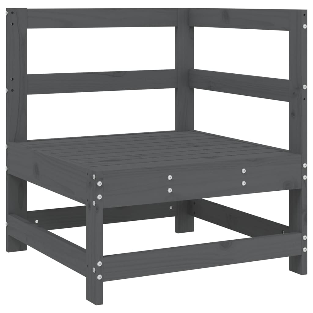 Set Salotto da Giardino 7 pz Grigio in Legno Massello di Pino
