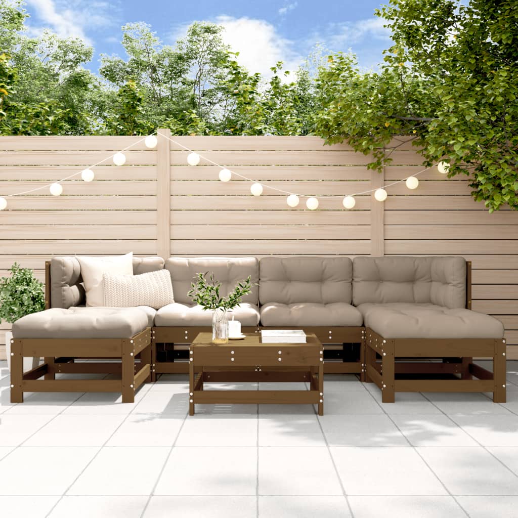Set Salotto da Giardino 7 pz ambra in Legno Massello di Pino