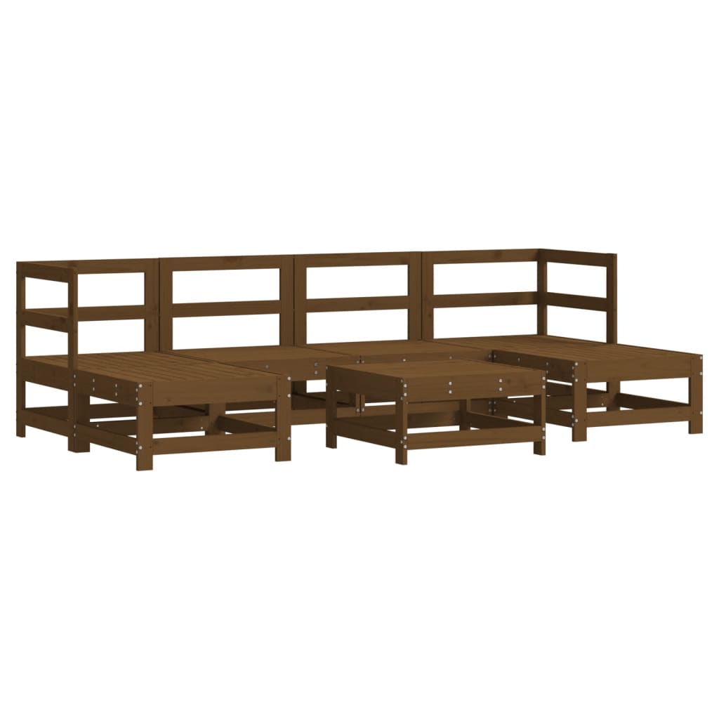 Set Salotto da Giardino 7 pz ambra in Legno Massello di Pino