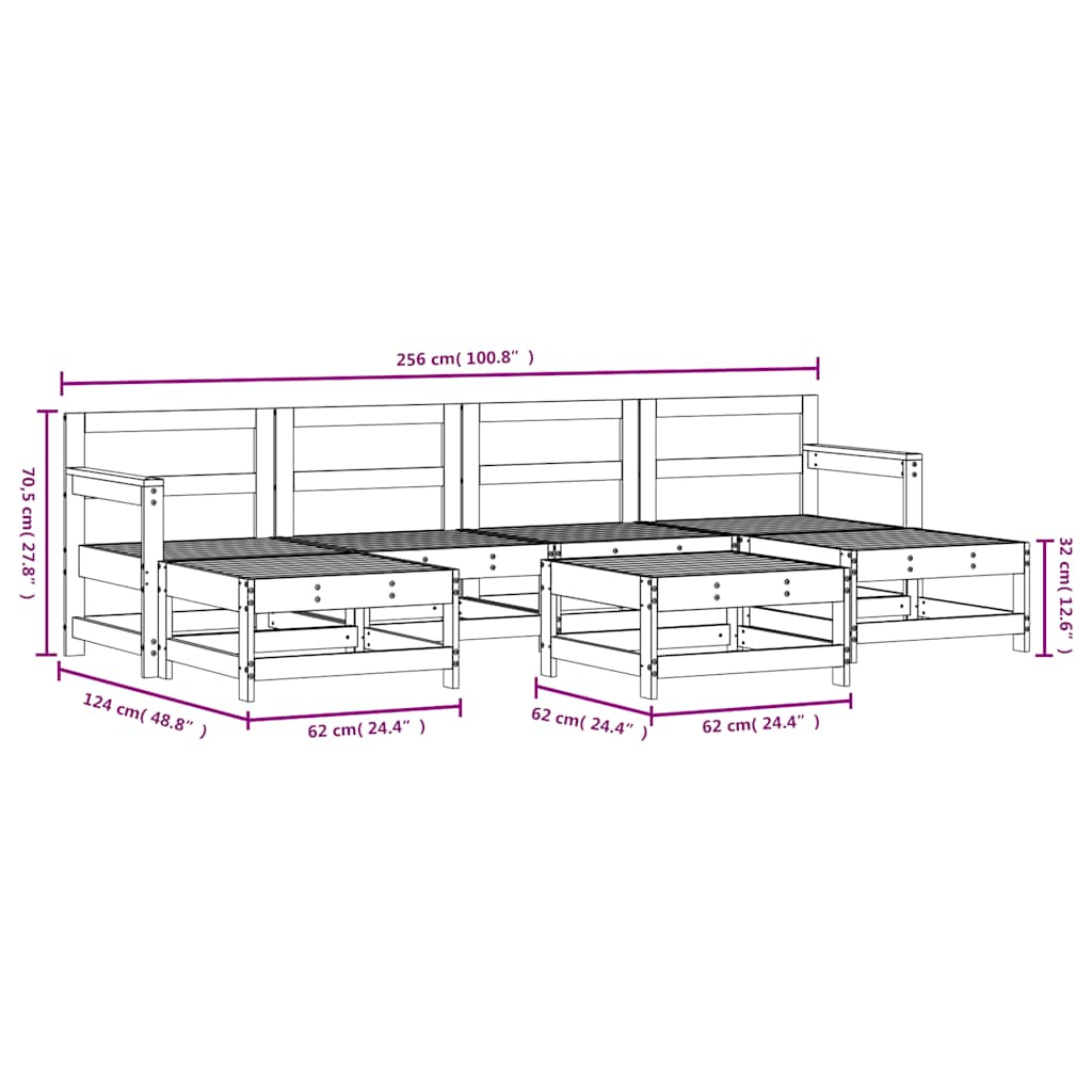 Set Salotto da Giardino 7 pz in Legno Massello di Douglas