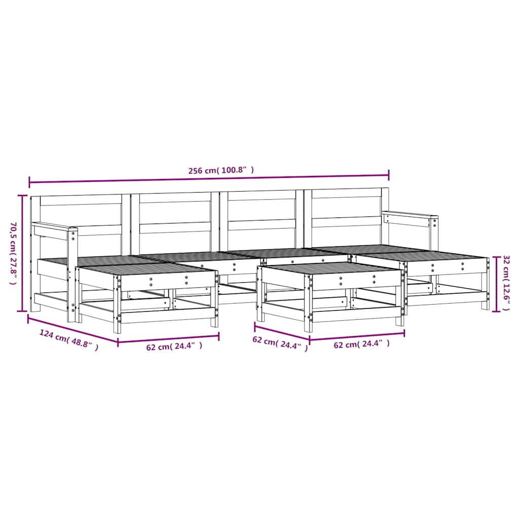 Set Salotto da Giardino 7 pz in Legno Impregnato di Pino