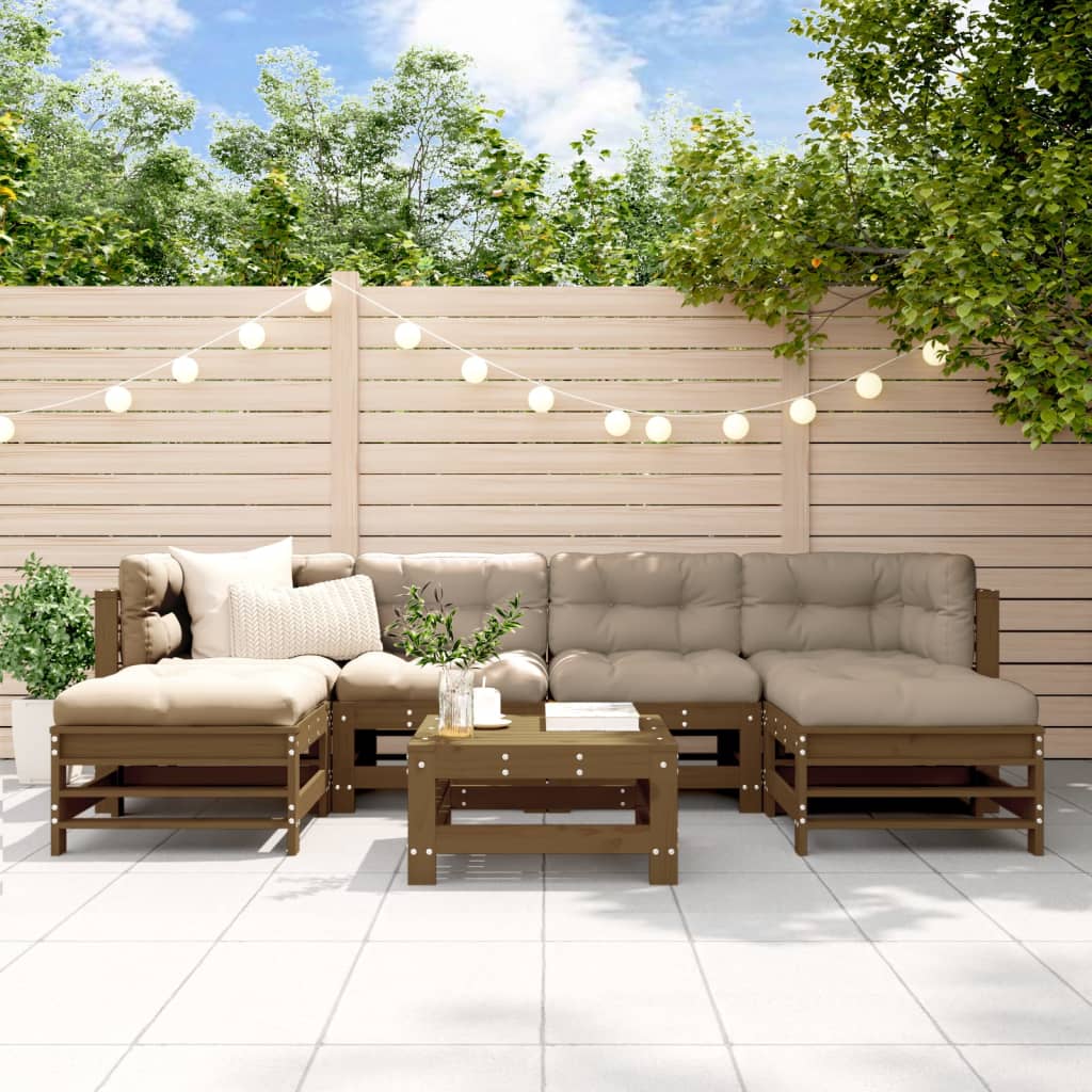 Set Salotto da Giardino 7 pz ambra in Legno Massello di Pino