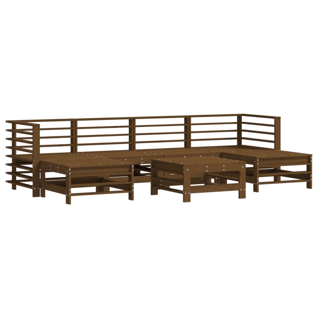 Set Salotto da Giardino 7 pz ambra in Legno Massello di Pino