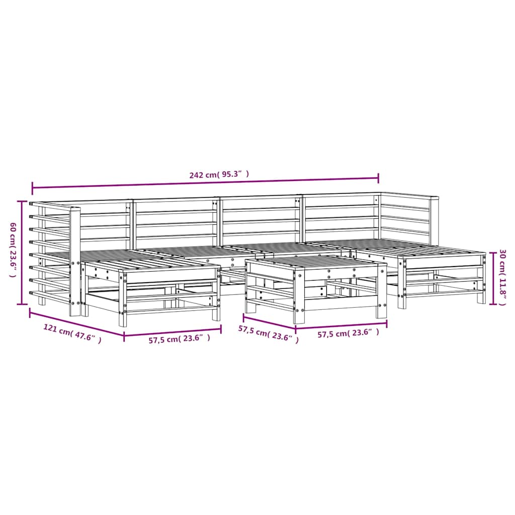 Set Salotto da Giardino 7 pz in Legno Massello di Douglas