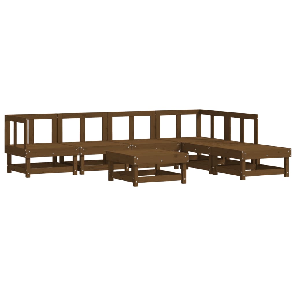 Set Salotto da Giardino 7 pz ambra in Legno Massello di Pino