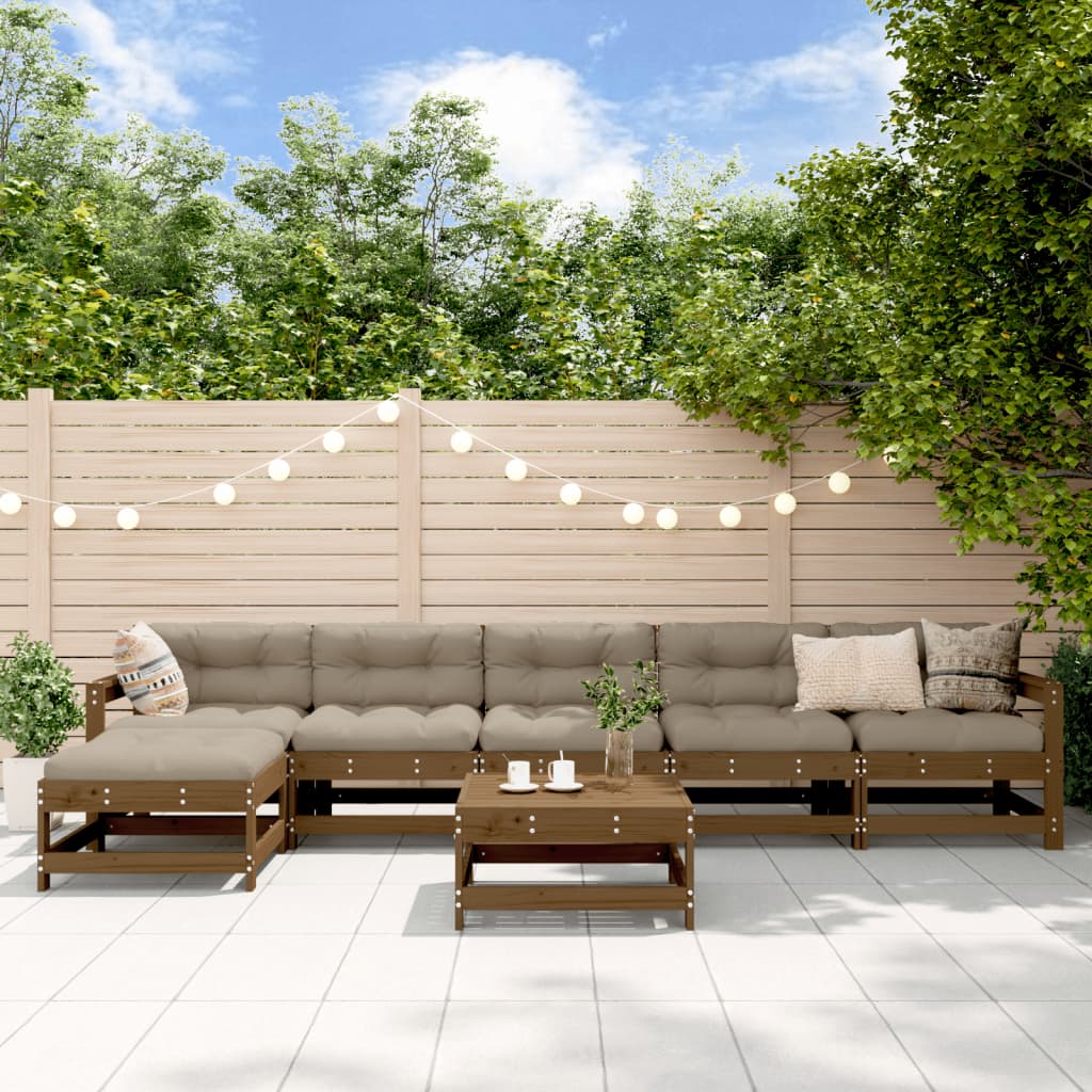 Set Salotto da Giardino 7 pz ambra in Legno Massello di Pino