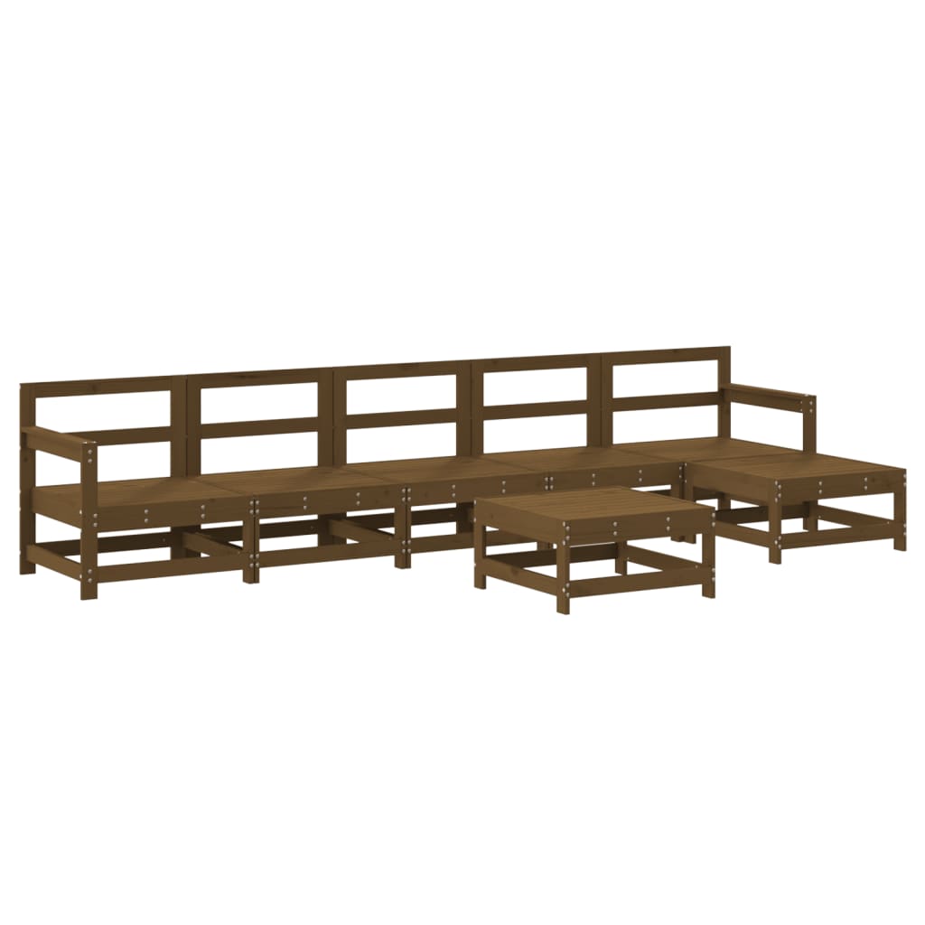 Set Salotto da Giardino 7 pz ambra in Legno Massello di Pino