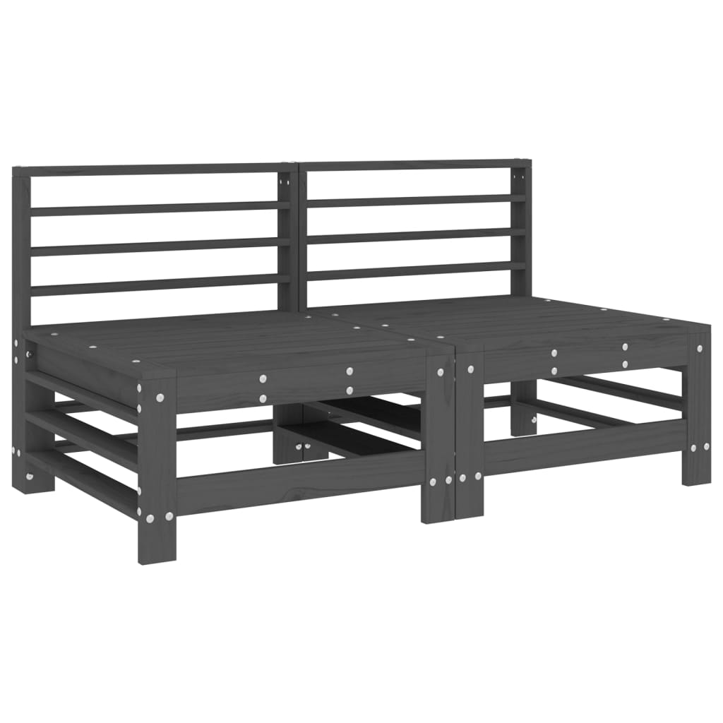 Set Salotto da Giardino 6 pz Grigio in Legno Massello di Pino