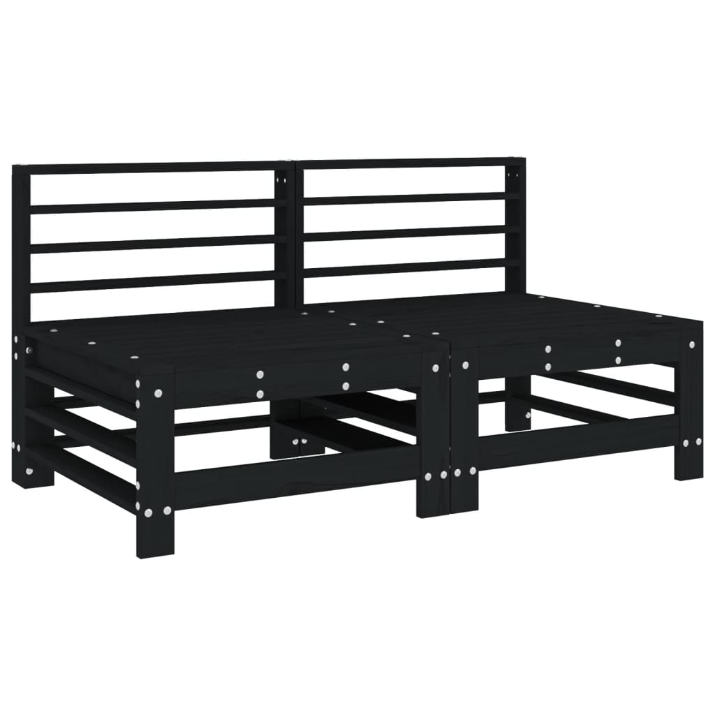 Set Salotto da Giardino 6 pz Nero in Legno Massello di Pino