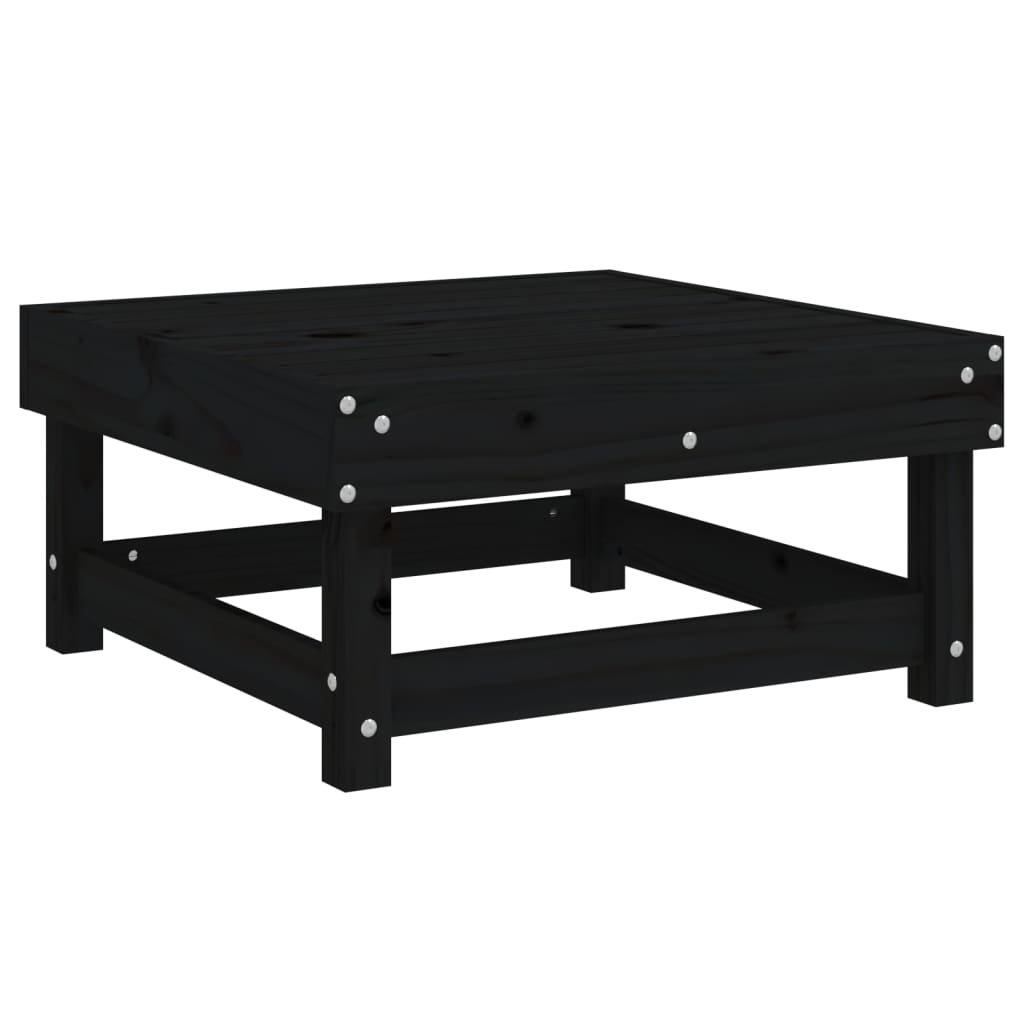 Set Salotto da Giardino 7 pz Nero in Legno Massello di Pino