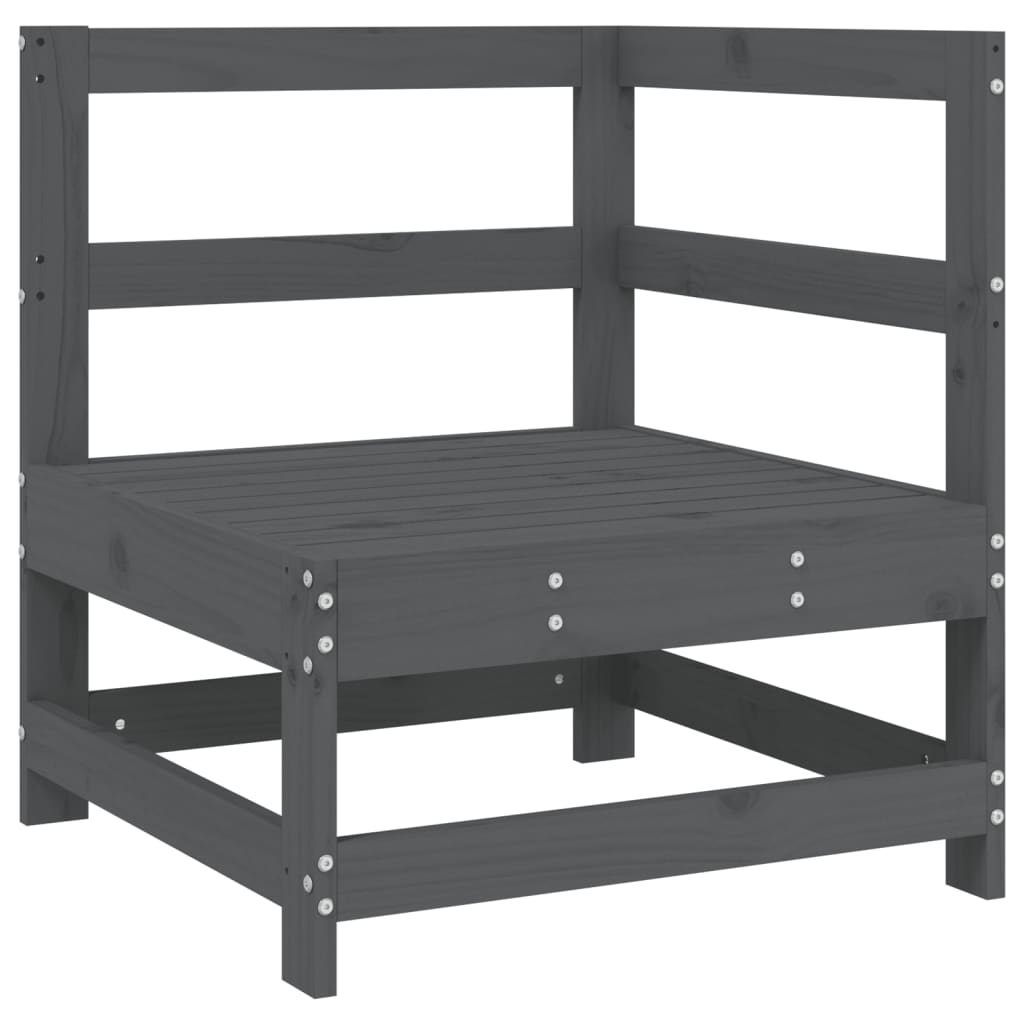Set Salotto da Giardino 6 pz Grigio in Legno Massello di Pino