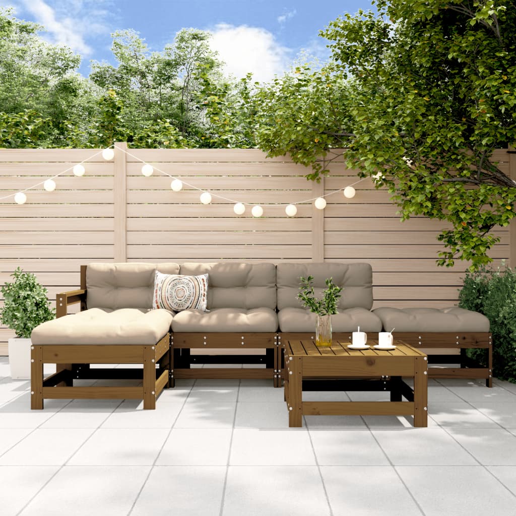 Set Salotto da Giardino 6 pz ambra in Legno Massello di Pino