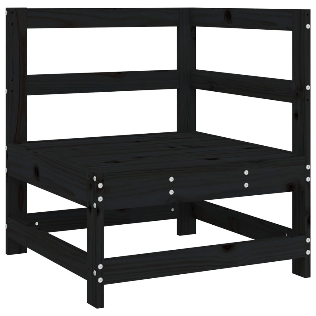 Set Salotto da Giardino 6 pz Nero in Legno Massello di Pino