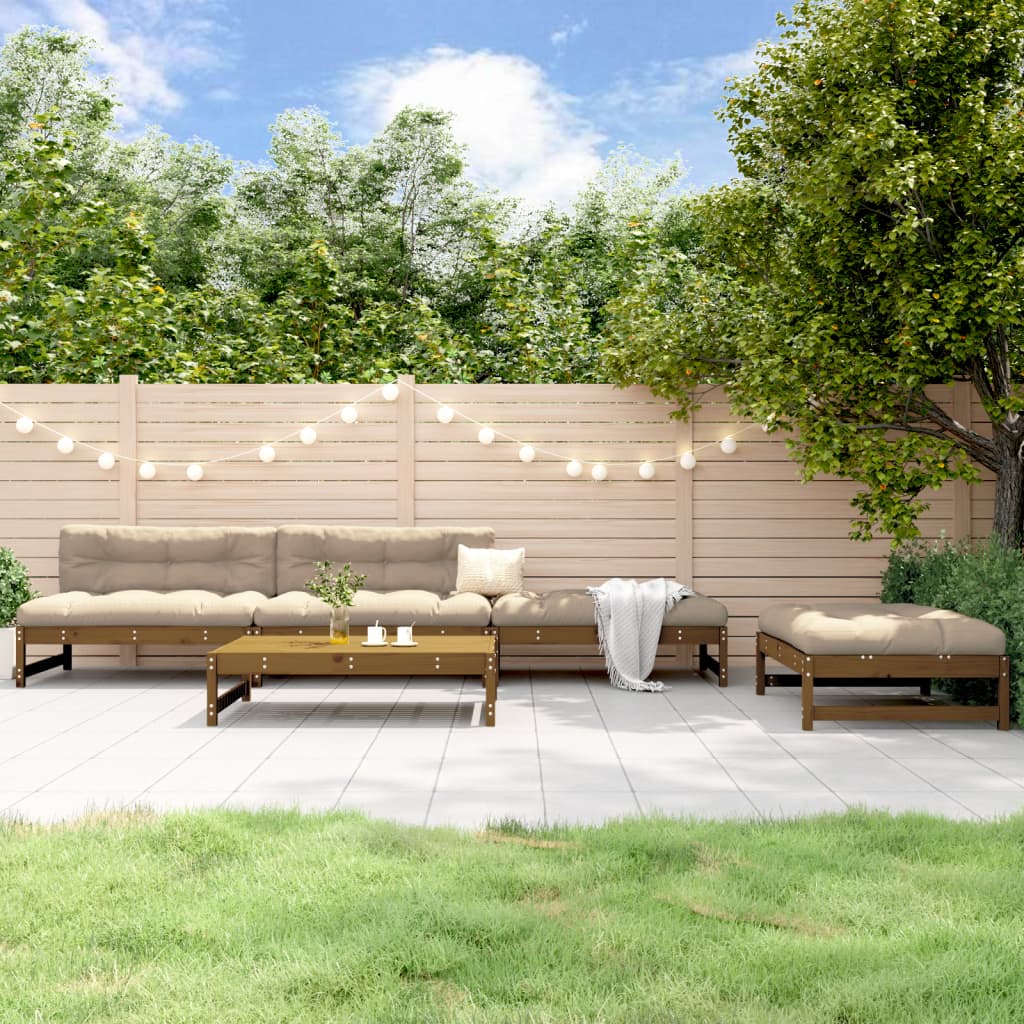 Set Salotto da Giardino 5 pz ambra in Legno Massello di Pino