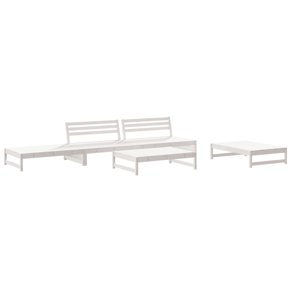 Set Salotto da Giardino 5 pz Bianco in Legno Massello di Pino
