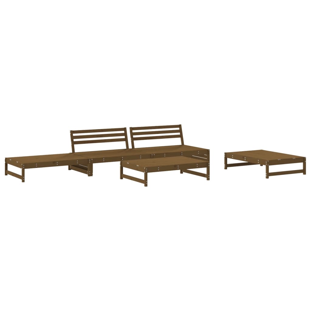 Set Salotto da Giardino 5 pz ambra in Legno Massello di Pino