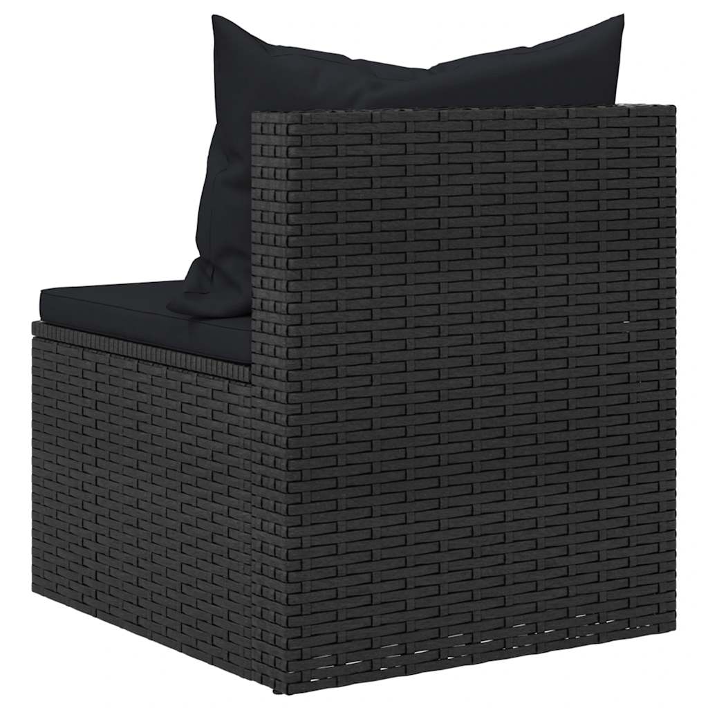 Set Divani da Giardino 4 pz con Cuscini Nero in Polyrattan