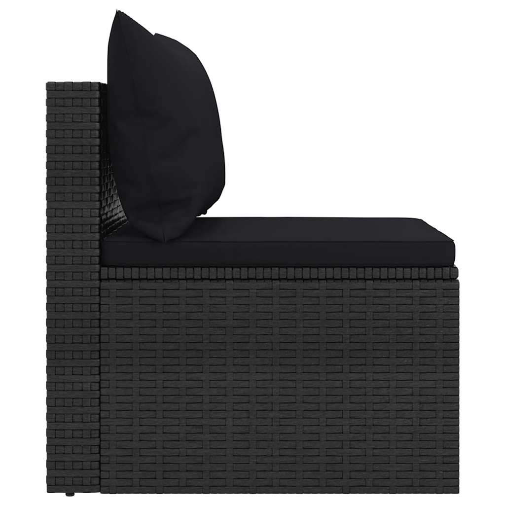 Set Divani da Giardino 4 pz con Cuscini Nero in Polyrattan