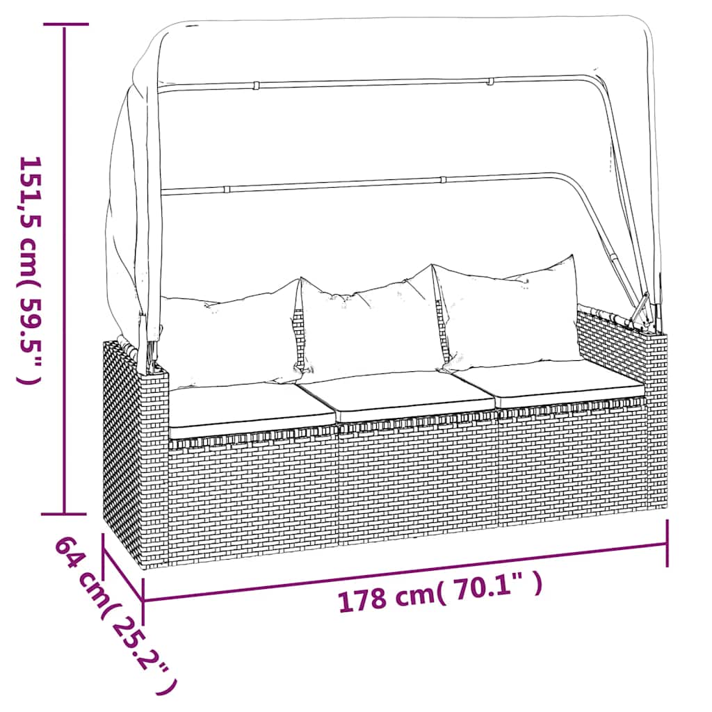 Set Divani da Giardino 4 pz con Cuscini Nero in Polyrattan