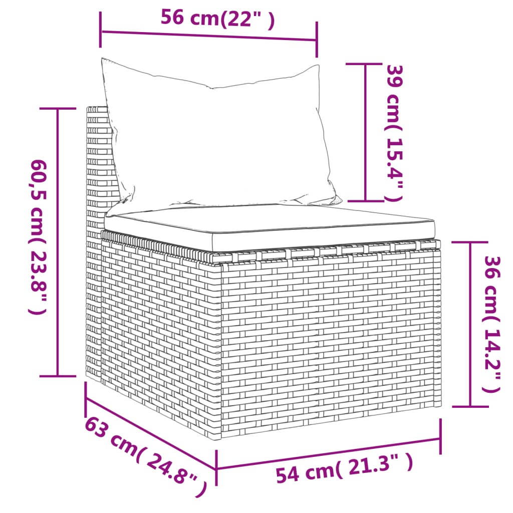 Set Divani da Giardino 4 pz con Cuscini in Polyrattan Grigio