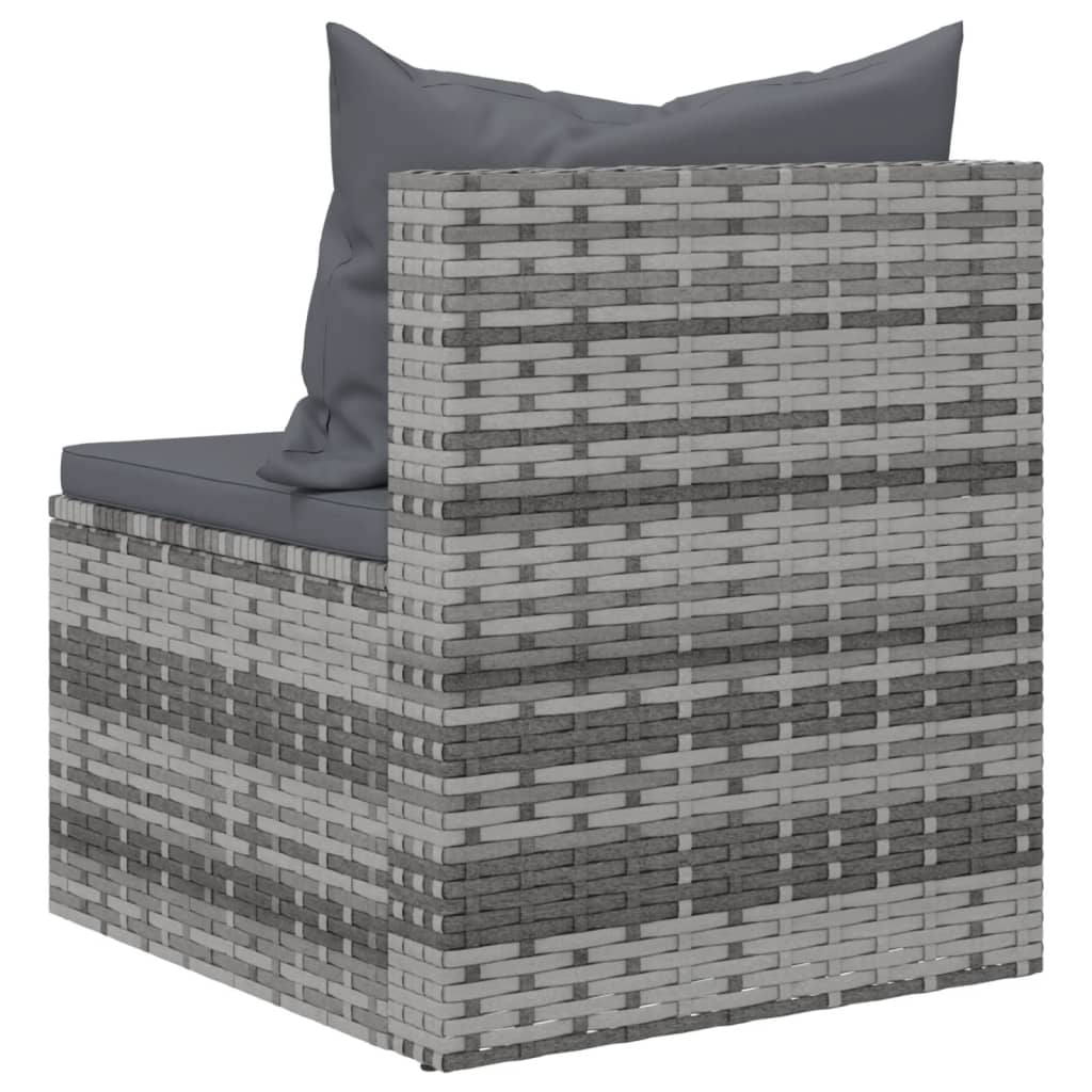 Set Divani da Giardino 4 pz con Cuscini in Polyrattan Grigio