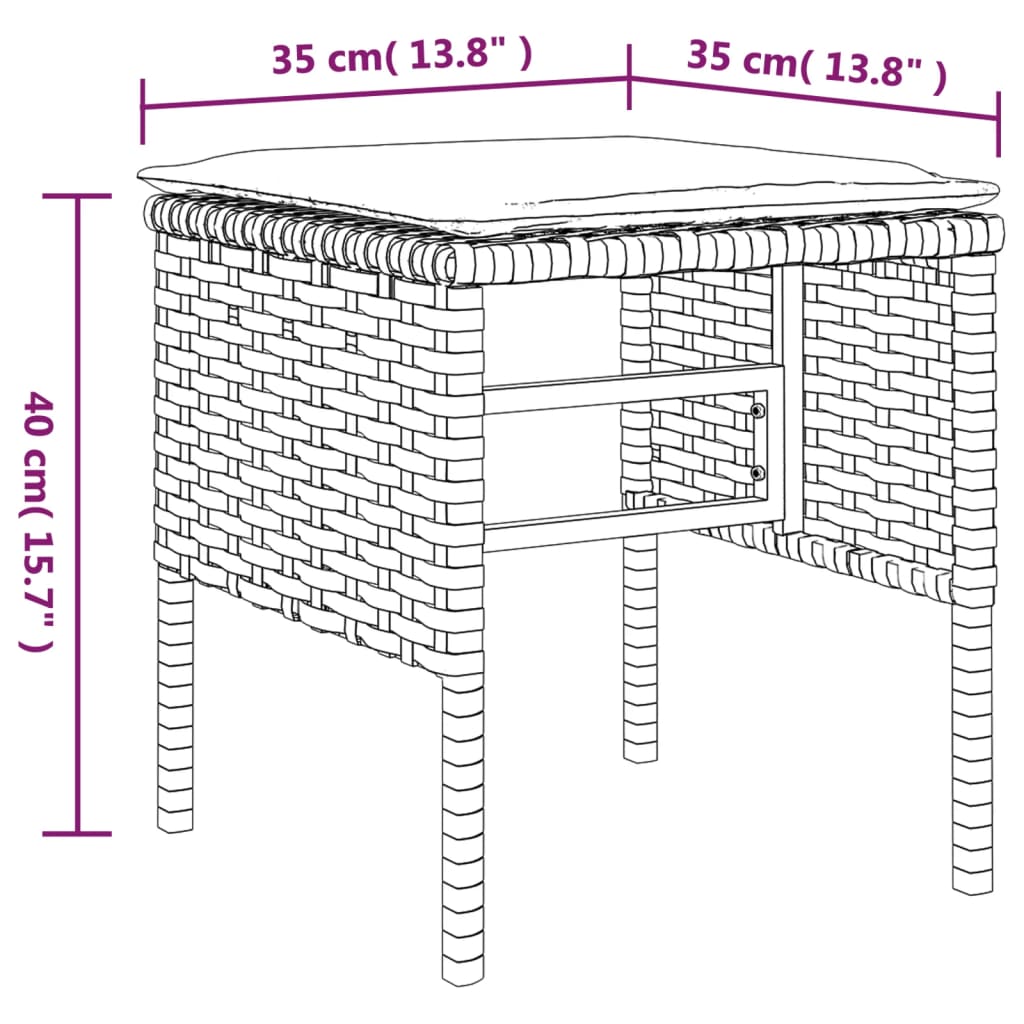 Set da Pranzo da Giardino 6 pz con Cuscini Nero in Polyrattan