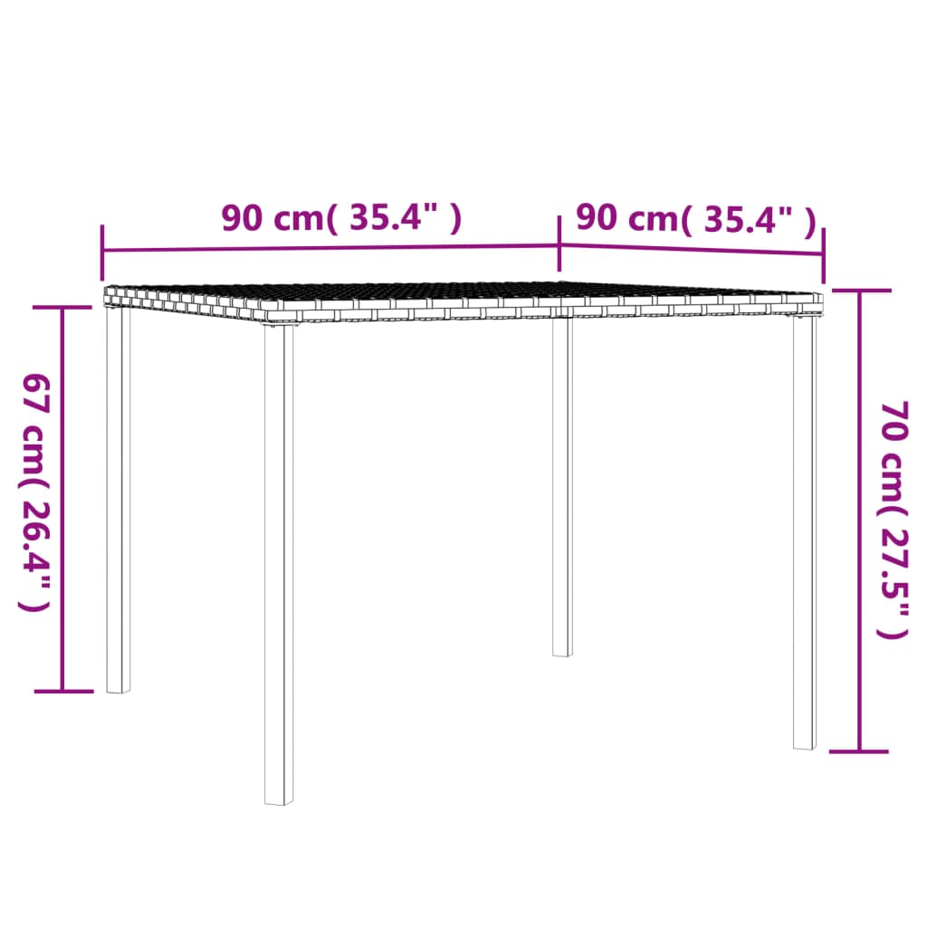 Set da Pranzo da Giardino 6 pz con Cuscini Nero in Polyrattan