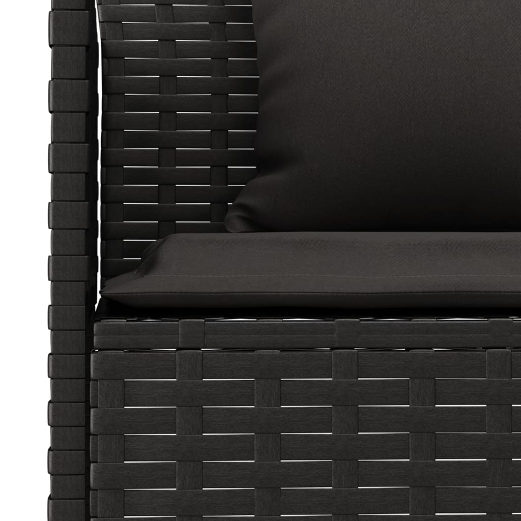 Set da Pranzo da Giardino 6 pz con Cuscini Nero in Polyrattan