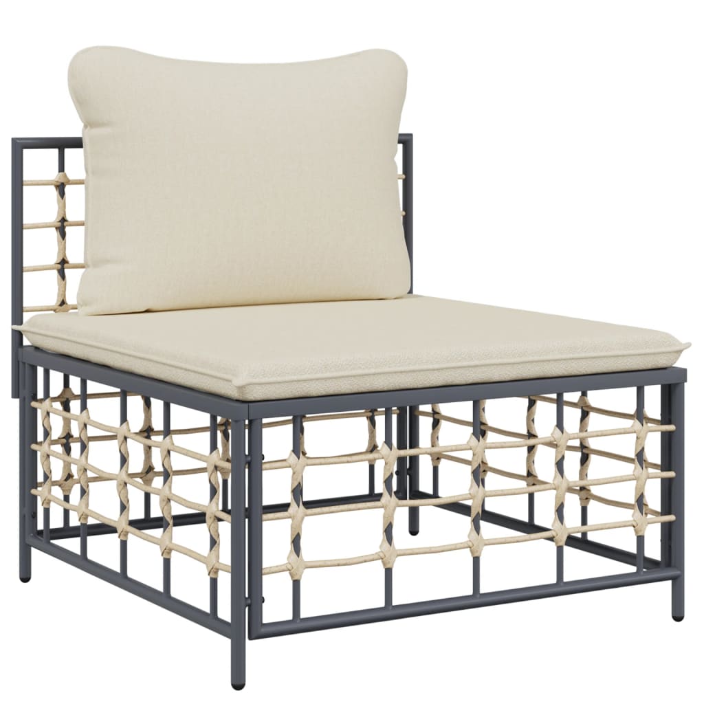 Salotto da Giardino Polyrattan Antracite 6 pz con Cuscini