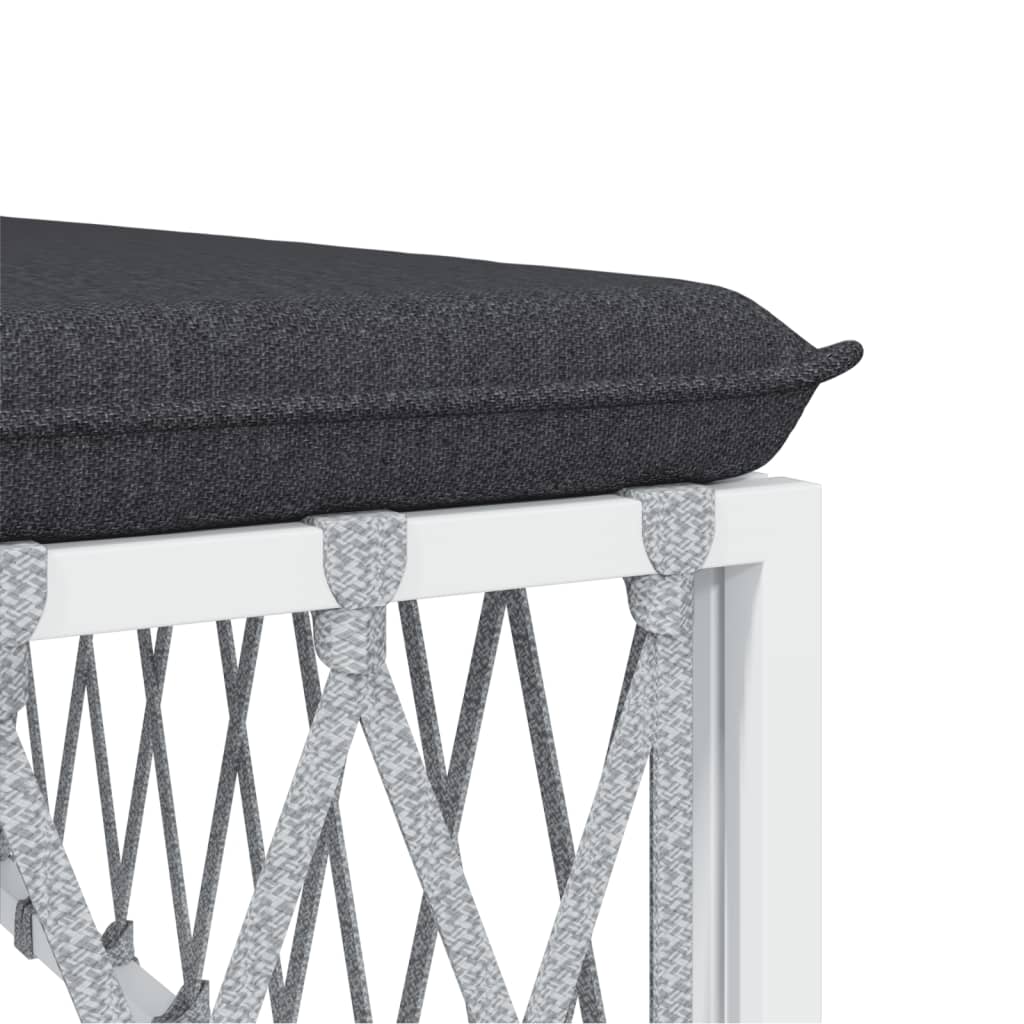 Set Salotto da Giardino 6 pz con Cuscini in Acciaio Bianco