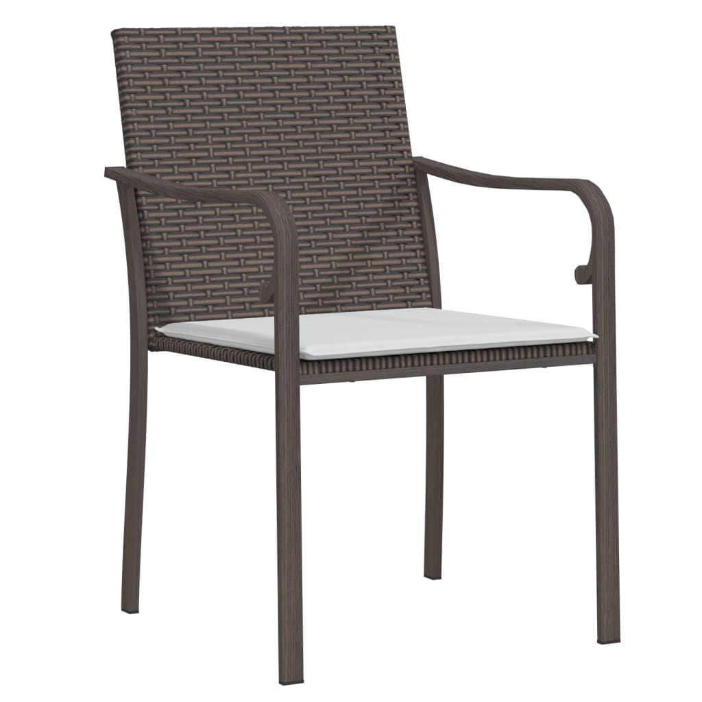Set Pranzo da Giardino 7 pz con Cuscini in Polyrattan e Acciaio