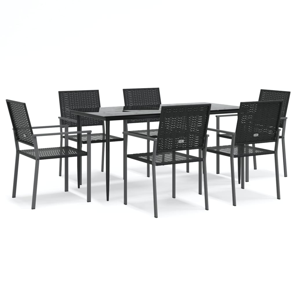 Set da Pranzo da Giardino 7 pz in Polyrattan e Acciaio