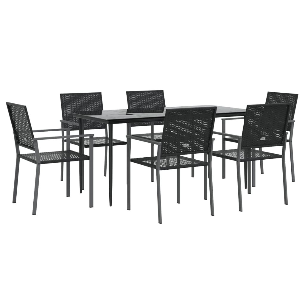 Set da Pranzo da Giardino 7 pz in Polyrattan e Acciaio