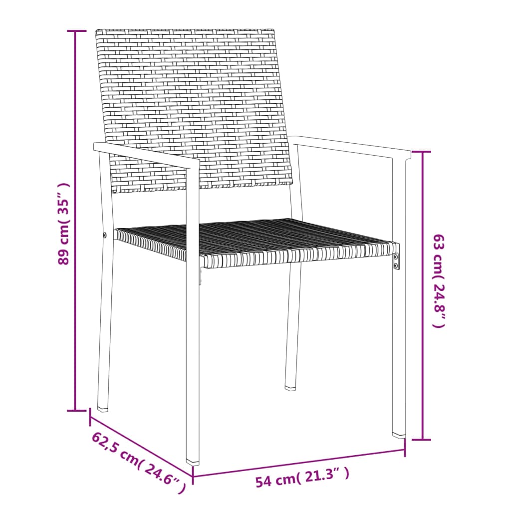 Set da Pranzo da Giardino 7 pz in Polyrattan e Acciaio
