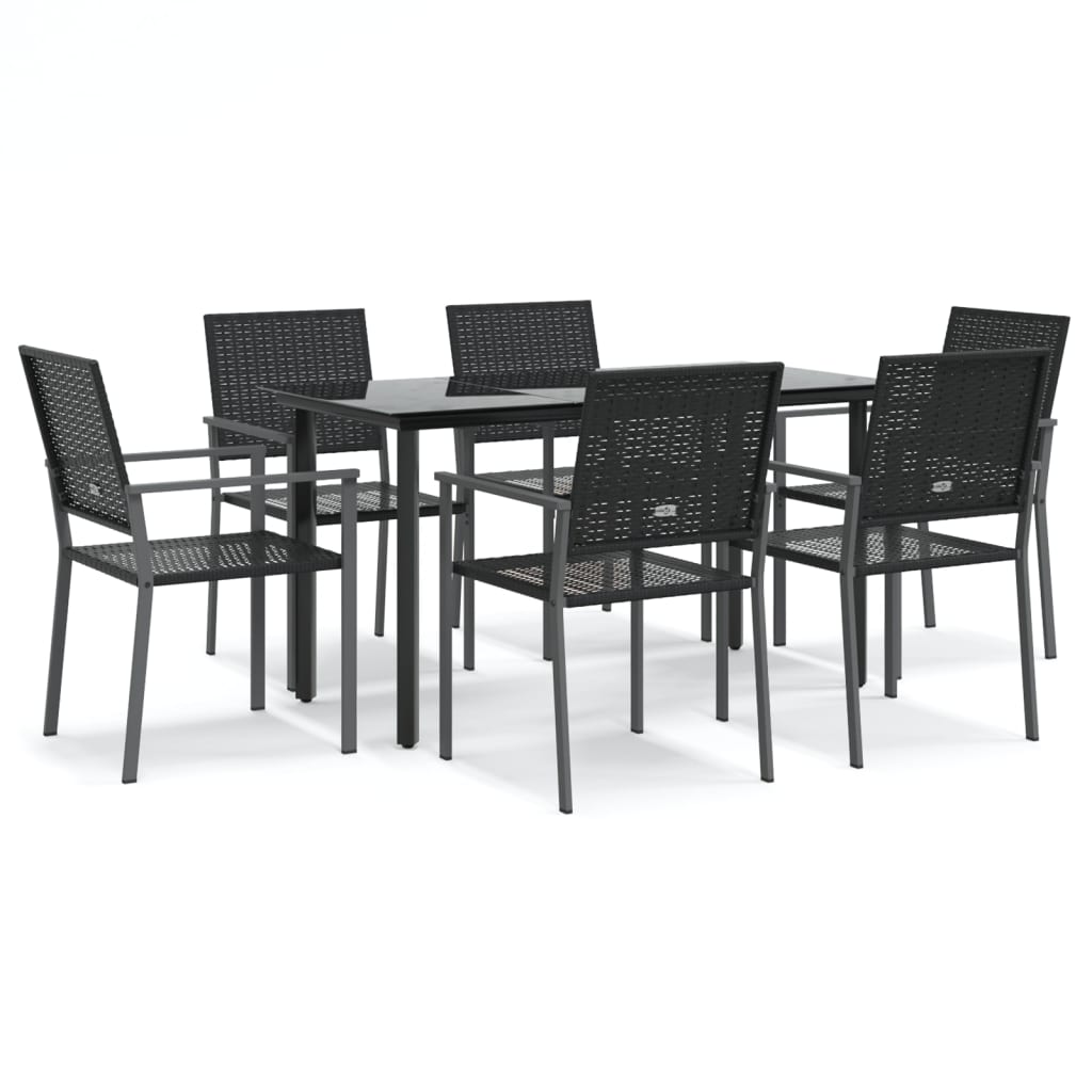 Set da Pranzo da Giardino 7 pz in Polyrattan e Acciaio