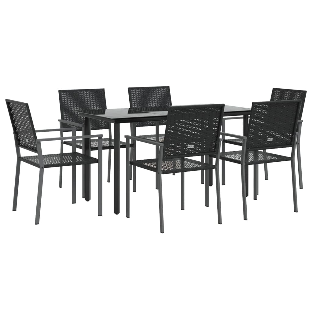 Set da Pranzo da Giardino 7 pz in Polyrattan e Acciaio