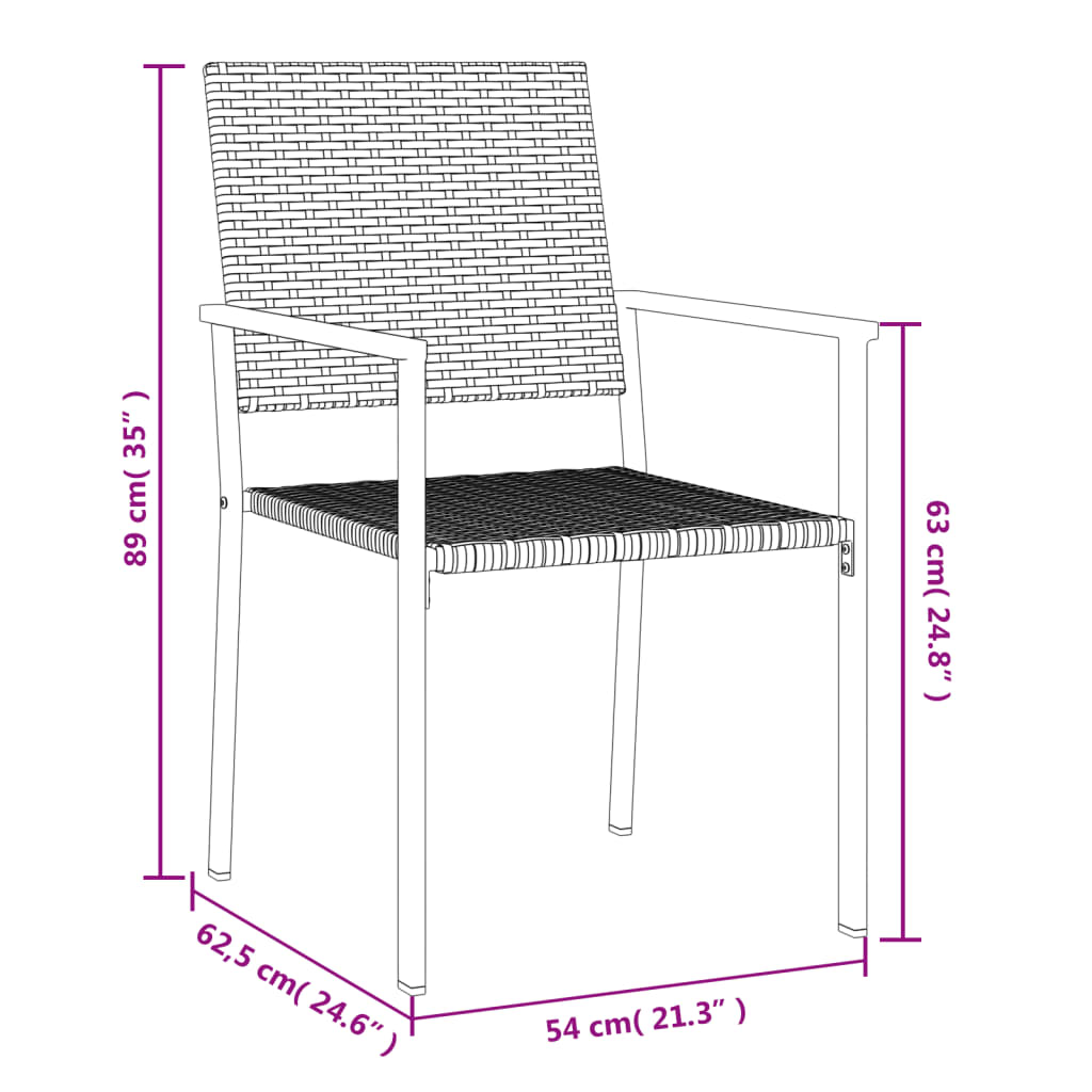 Set da Pranzo da Giardino 7 pz in Polyrattan e Acciaio