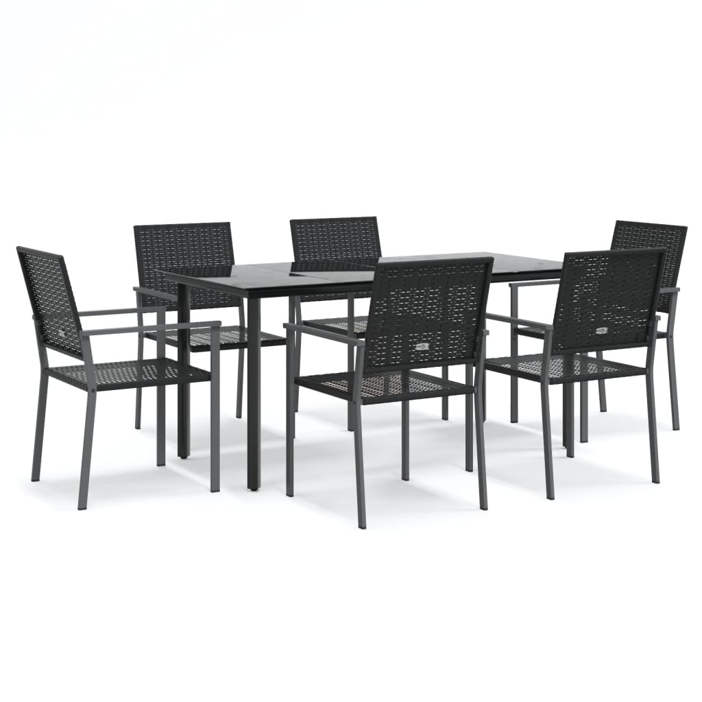 Set da Pranzo da Giardino 7 pz in Polyrattan e Acciaio