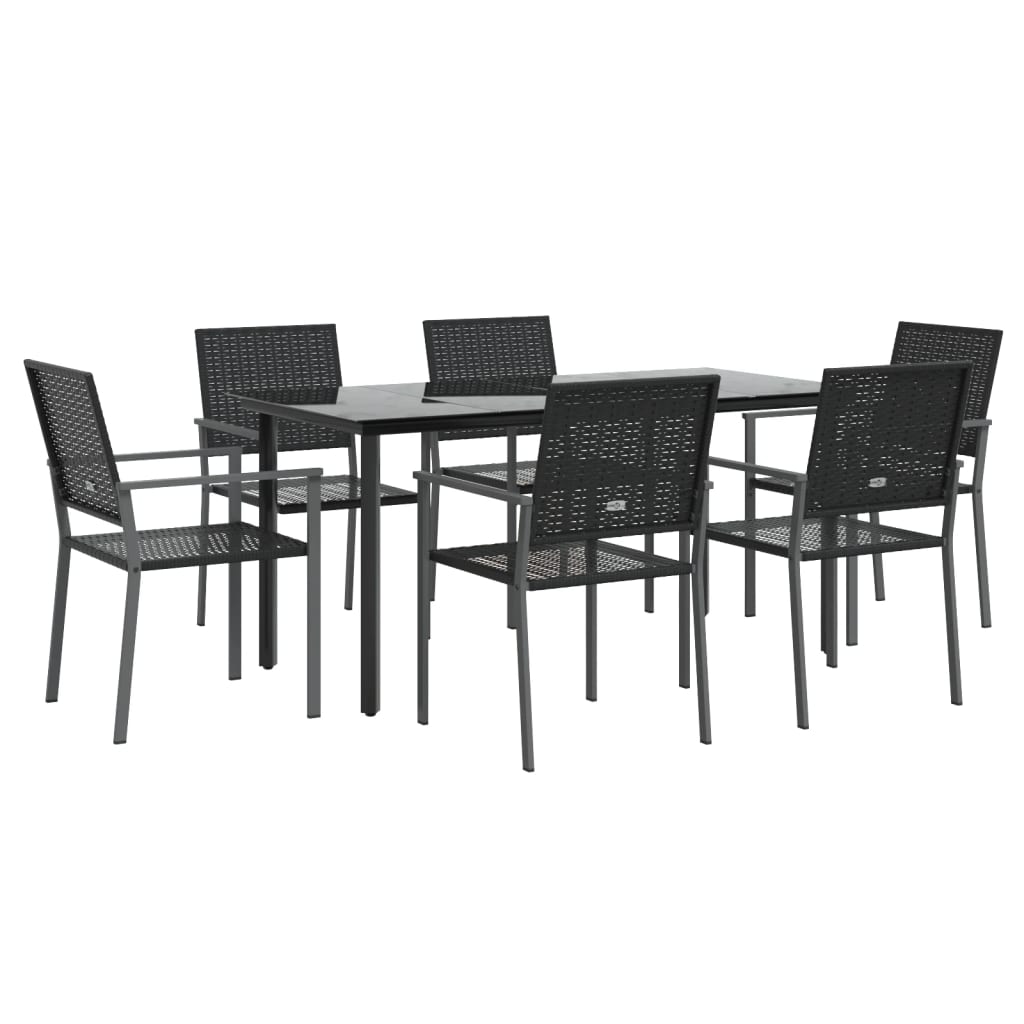 Set da Pranzo da Giardino 7 pz in Polyrattan e Acciaio