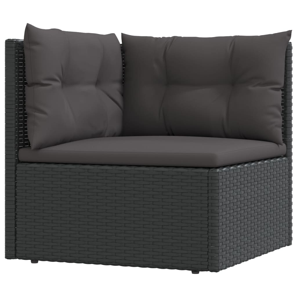 Set Divani da Giardino 5 pz con Cuscini Nero in Polyrattan
