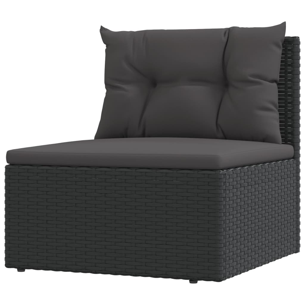 Set Divani da Giardino 5 pz con Cuscini Nero in Polyrattan