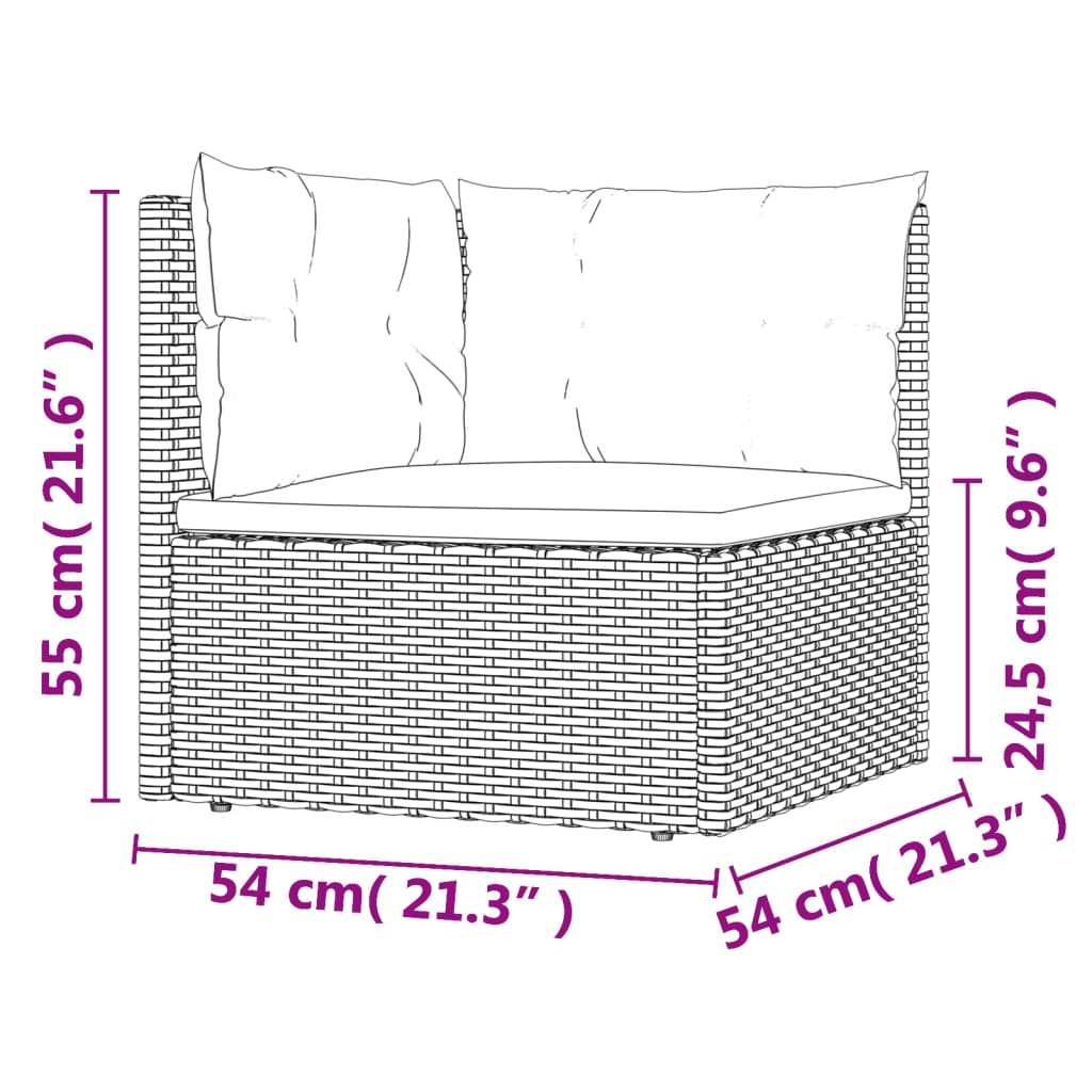 Set Divani da Giardino 5 pz con Cuscini Nero in Polyrattan