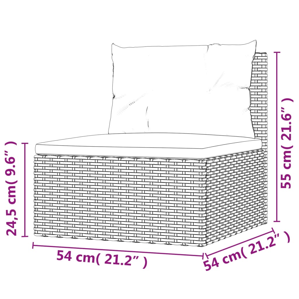 Set Divani da Giardino 6 pz con Cuscini in Polyrattan Grigio