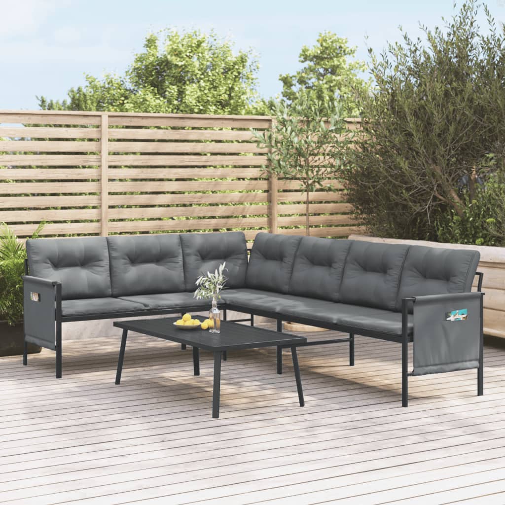 Divano angolare da giardino in acciaio antracite 230 cm