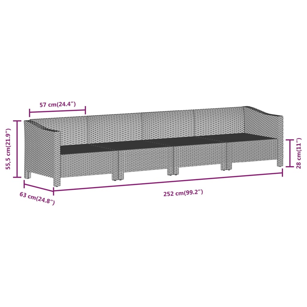 Set Divani da Giardino 6 pz con Cuscini in Polyrattan Grigio