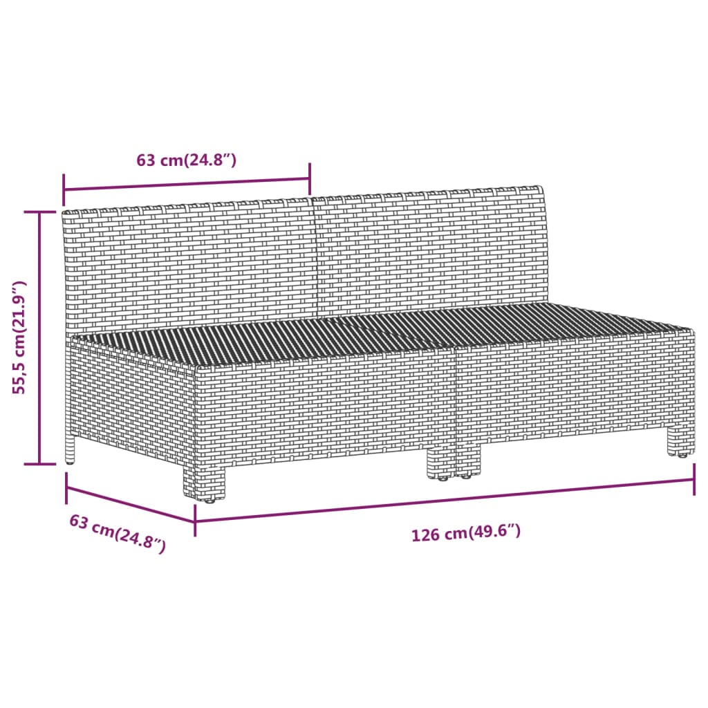 Set Divani da Giardino 6 pz con Cuscini in Polyrattan Grigio