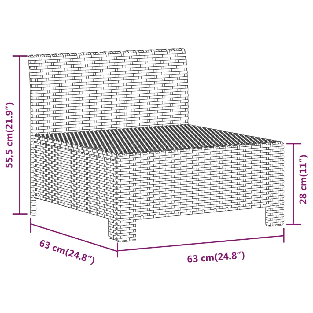 Set Divani da Giardino 6 pz con Cuscini in Polyrattan Grigio