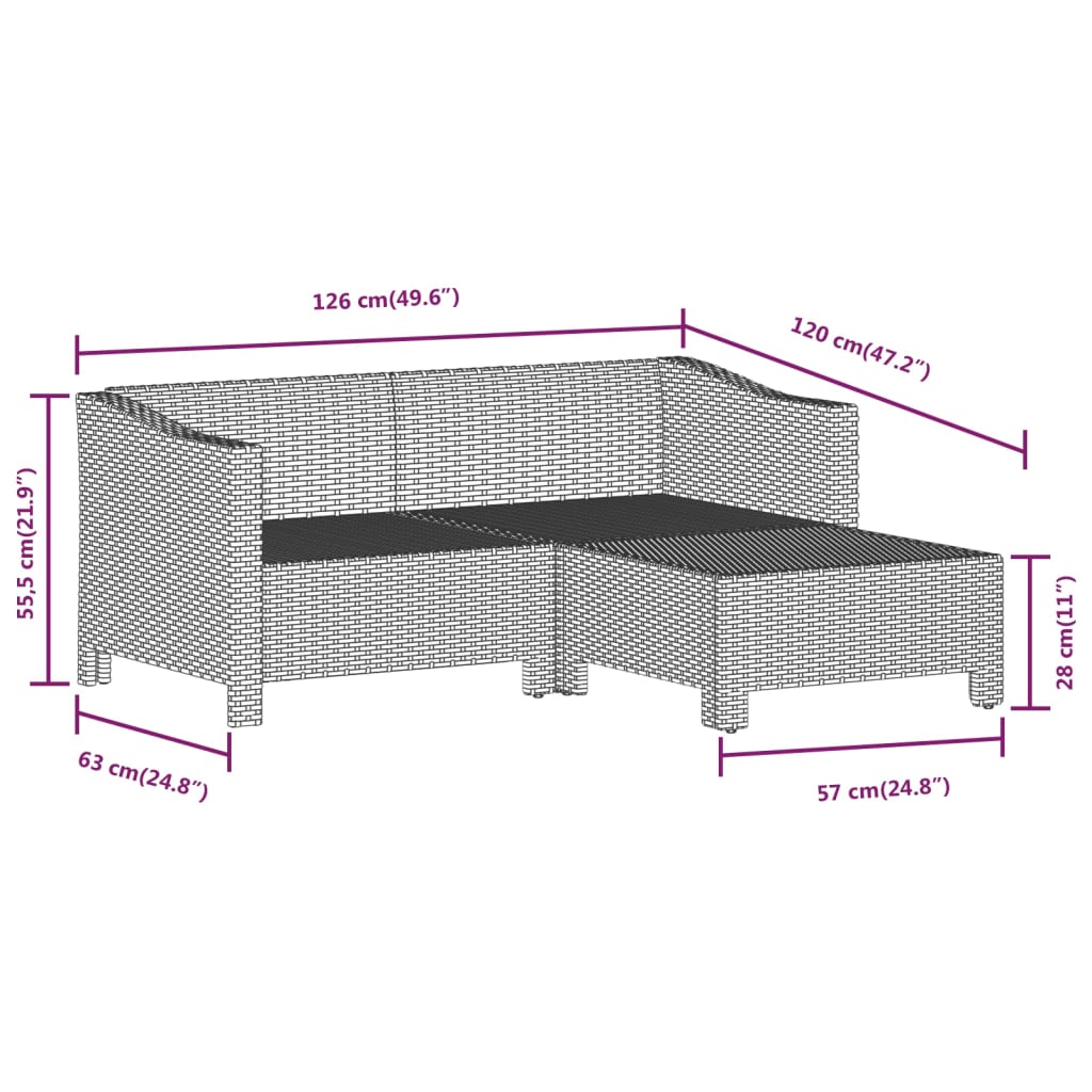 Set Divani da Giardino 6 pz con Cuscini in Polyrattan Grigio