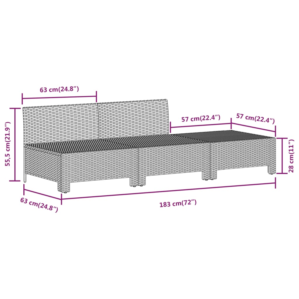 Set Divani da Giardino 6 pz con Cuscini in Polyrattan Grigio