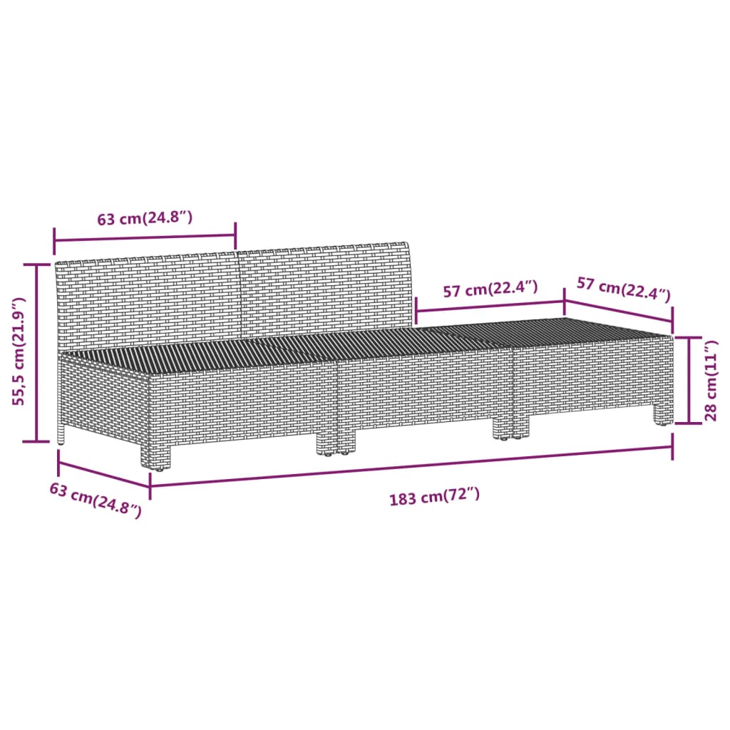 Set Divani da Giardino 7 pz con Cuscini in Polyrattan Grigio